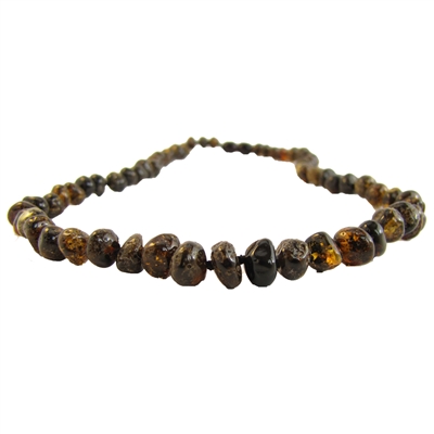 The Amber Monkey Polished Baroque Baltic Amber 17-18 inch Necklace - Olive