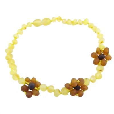 The Amber Monkey Baroque Baltic Amber 10-11 inch Necklace - Raw Lemon/Cognac Flowers
