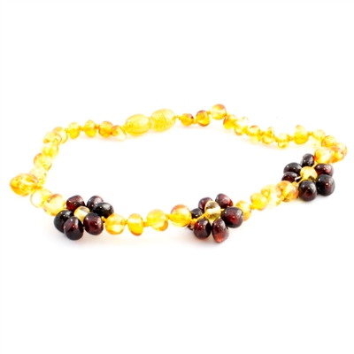 The Amber Monkey Baroque Baltic Amber 12-13 inch Necklace -Honey/Chestnut Flowers