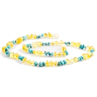 The Amber Monkey Baltic Amber & Gemstone 17-18 inch Necklace - Lemon Turquoise Chips