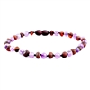 The Amber Monkey Baltic Amber & Gemstone 21-22 inch Necklace - Raw Chestnut Amethyst