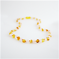 The Amber Monkey Baltic Amber & Gemstone 21-22 inch Necklace - Lemon & Rose Quartz