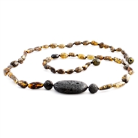The Amber Monkey Baltic Amber & Aroma Diffusing 26 inch Necklace - Green Trio