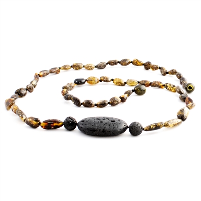 The Amber Monkey Baltic Amber & Aroma Diffusing 26 inch Necklace - Green Trio