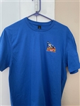 Elmer's CheeWees logo on blue t-shirt