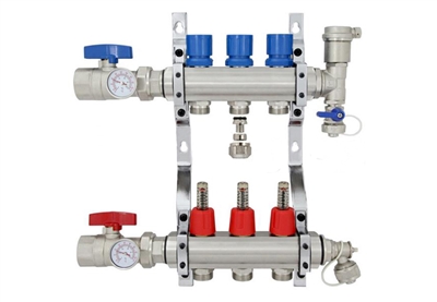 3-branch Brass Radiant Heat Manifold Set