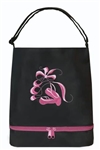 Sassi Designs Ballet Tote(Black) With Bottom Shoe Compartment-Embroidered Shoes & Ribbons