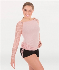 Body Wrappers Adult Long Sleeve Pullover w/ Lace Sleeves