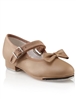 Capezio Girls Mary Jane Tap Shoe with Velcro & removable bow, black, tan, black patent - You Go Girl Dancewear