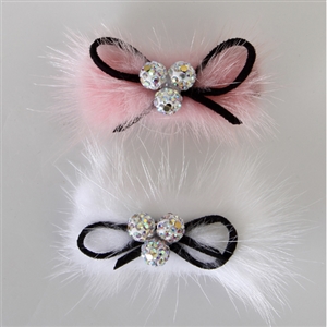 Dasha Furry Rhinestone Bow Barrette