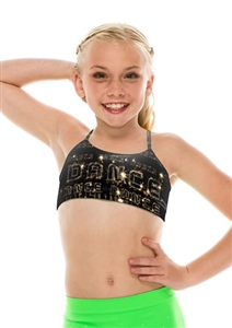 KIDS BLACK AND GOLD DANCE CAMI BRA TOP - You Go Girl Dancewear