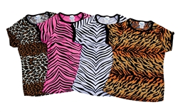 Pizzazz Youth Animal Print Raglan Cap Sleeve Tee - Style 6700AP - You Go Girl Dancewear