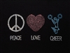 Heat Transfer Peace, Love, Cheer - You Go Girl Dancewear