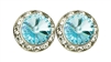 Aquamarine Rhinestone Solitaire in circle of Rhinestones - Performance Earrings - You Go Girl Dancewear