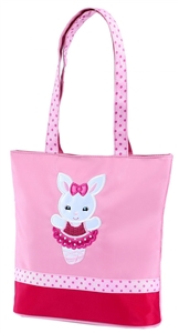 Sassi Designs BNY-01 Ballerina Bunny small tote with grosgrain ribbon trim and embroidered applique