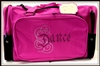 Sassi Designs CAL-02HtPink Sq Duffel with brilliant calligraphy rhinestone design