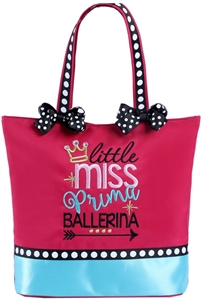 Sassi Designs LMP-01 Little Miss Prima Ballerina small tote; polka dot bows & crystalline accents