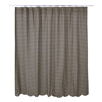 Black Check Scalloped Shower Curtain