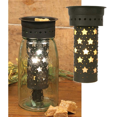 Quart Mason Jar Tart Warmer with Punched Stars