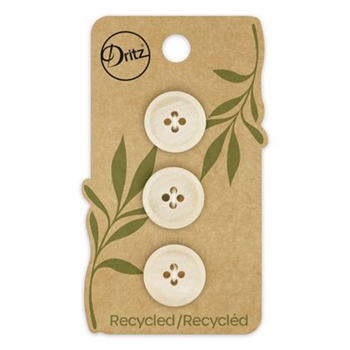 Recycled Paper - Round 4 hole  Natural, 18 mm 3ct