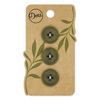 Recycled Paper - Round 4 hole  Olive, 18 mm 3ct