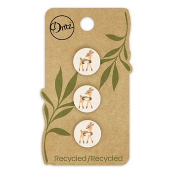 Recycled Cotton Deer 2hole Natural 15mm 3ct