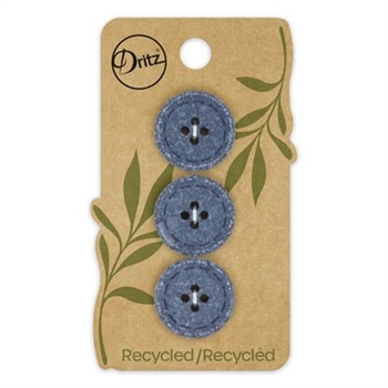 Recycled Cotton - Stitch, 4 hole, Blue, 20 mm, 3ct