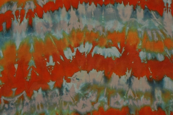 Orange & Aqua Tie-dye Stripe Chiffon, 50/52" wide