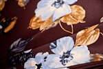 Brown & Blue Floral Silk, 45" wide