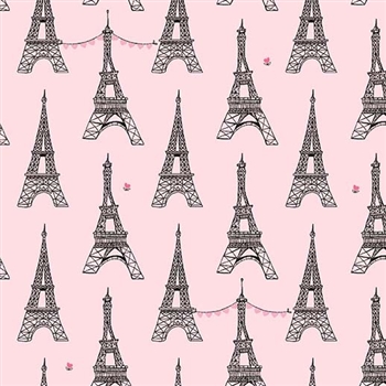 Tour Eiffel on Pink, 44/45" wide