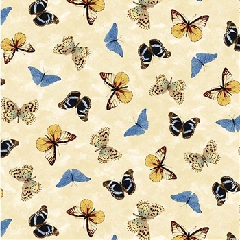 Papillons in Beige, 44/45" wide