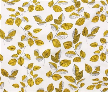 Golden leaves on white, 55" wide