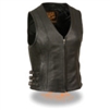 Women's Zipper Front Side Buckle Vest with V Neck