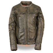 Women's Brown Distressed Scooter Jacket With Venting