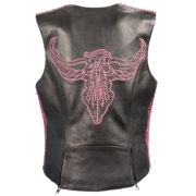 Women's Snap Front Vest with Phoenix Studding and Embroidery