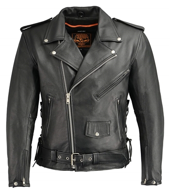 Men's Leather Classic Sidelace M/C Jacket