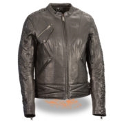 Women's LIghtweight Black Racer Jacket with Crinkled Arm Detail