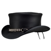 Genuine Leather Top Hat with Chain