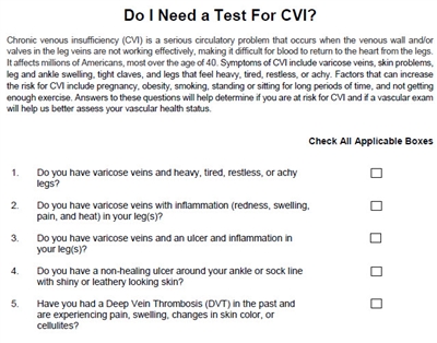 CVI (Venous) Questionnaire - ML-199