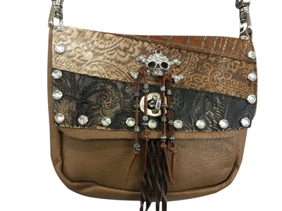 Glitter Skull Double Pocket Prem Hip Bag