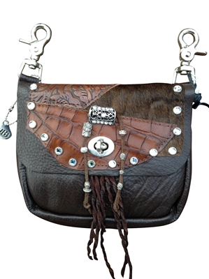 Mahogany Double Pocket Prem Hip Bag