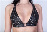 Full Stud Leather Bra with Suede Lining