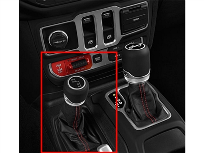Interior Trim Kit Transfer Case Boot & Knob Black Leather With Red Stitching - 5ZW641R3AD