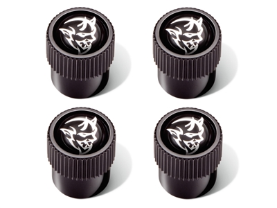 Challenger Valve Stem Caps Black With Silver Demon Logo - 82215747