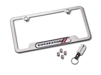 License Plate Frame Gift Set Dodge Logo Polished Chrome - 82215856