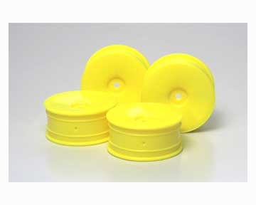 Tamiya Fluorescent Yellow Medium Narrow Dish Wheels Â± 0 Offset 4 pcs 49421