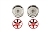 Tamiya Red Plated 2-Piece 6 Spoke Wheels 26mm Width + 2 Offset  54551