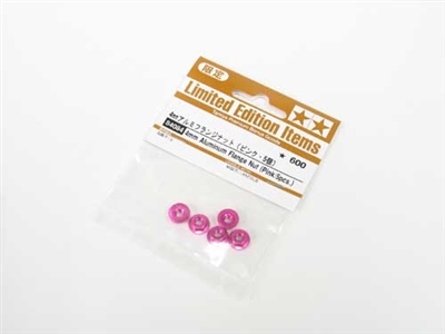 Tamiya 4mm Aluminum Flange Nut Pink 5pcs 84084