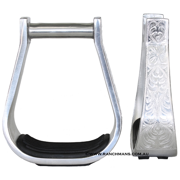 Ranchman's 2" Aluminium Engraved Barrel Racing Stirrups