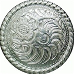 Engraved Nickel Plate Saddle Concho